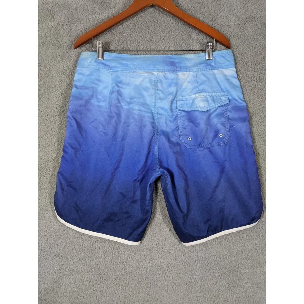 Marvel Deadpool Sharks Swim Board Shorts Mens M Blue Graphic Print Beach Surfer